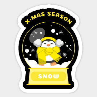 Xmas Season Snow Penguin (Yellow) Sticker